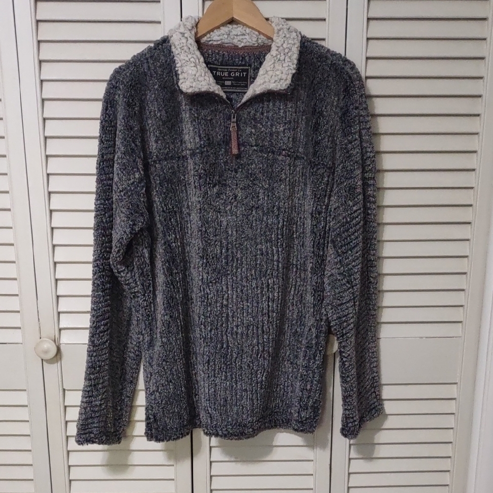 True Grit Cord Fleece Pullover Charcoal Size Small SO SOFT